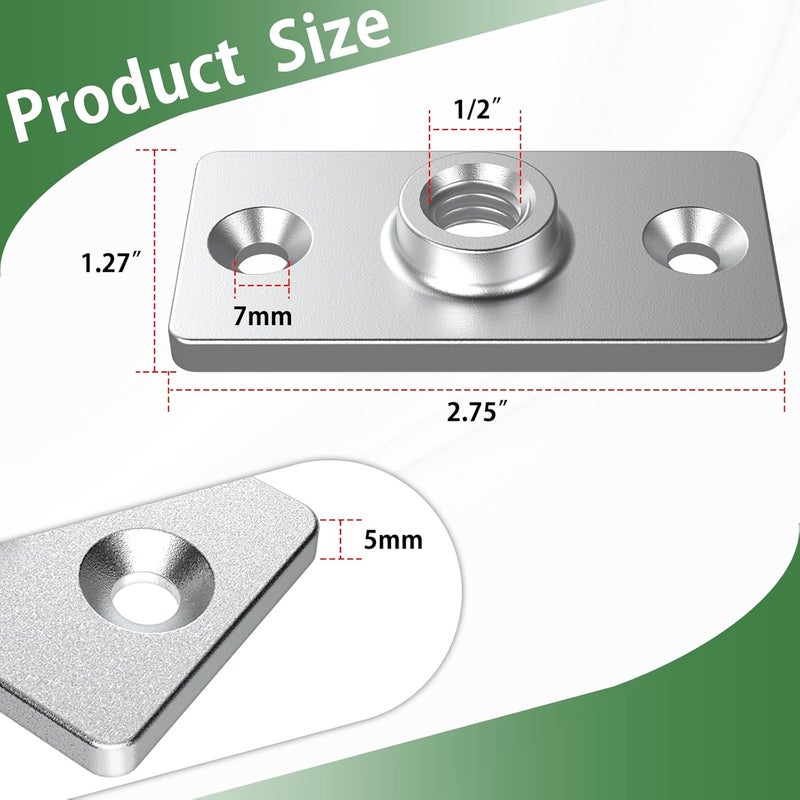 Fengone Fongone 20pcs Galvanized Ceiling Flange Hanger Plate Fits 1/2-inch Threaded Rod, Ceiling Flange Hanger for DIY Plumbing &Industrial Decor ,Galvanized Iron, Wall Mounting - Image 2